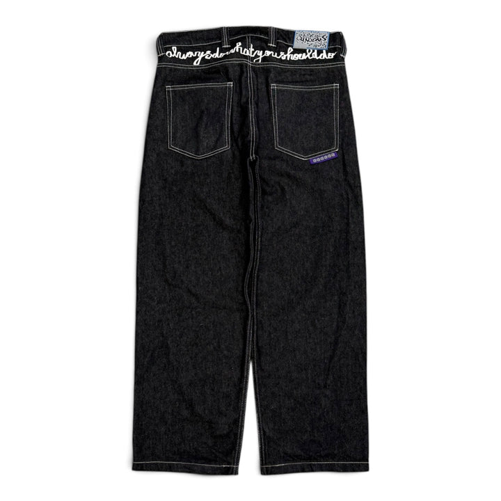 Always do what you should do black washed baggy denim Trousers (L)
