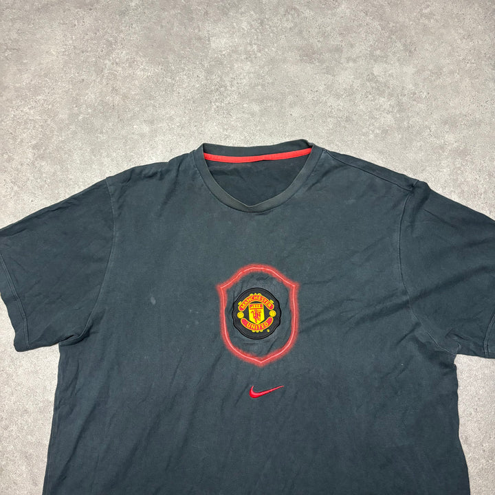 00's Vintage Nike Manchester United Black T-Shirt (XXL)