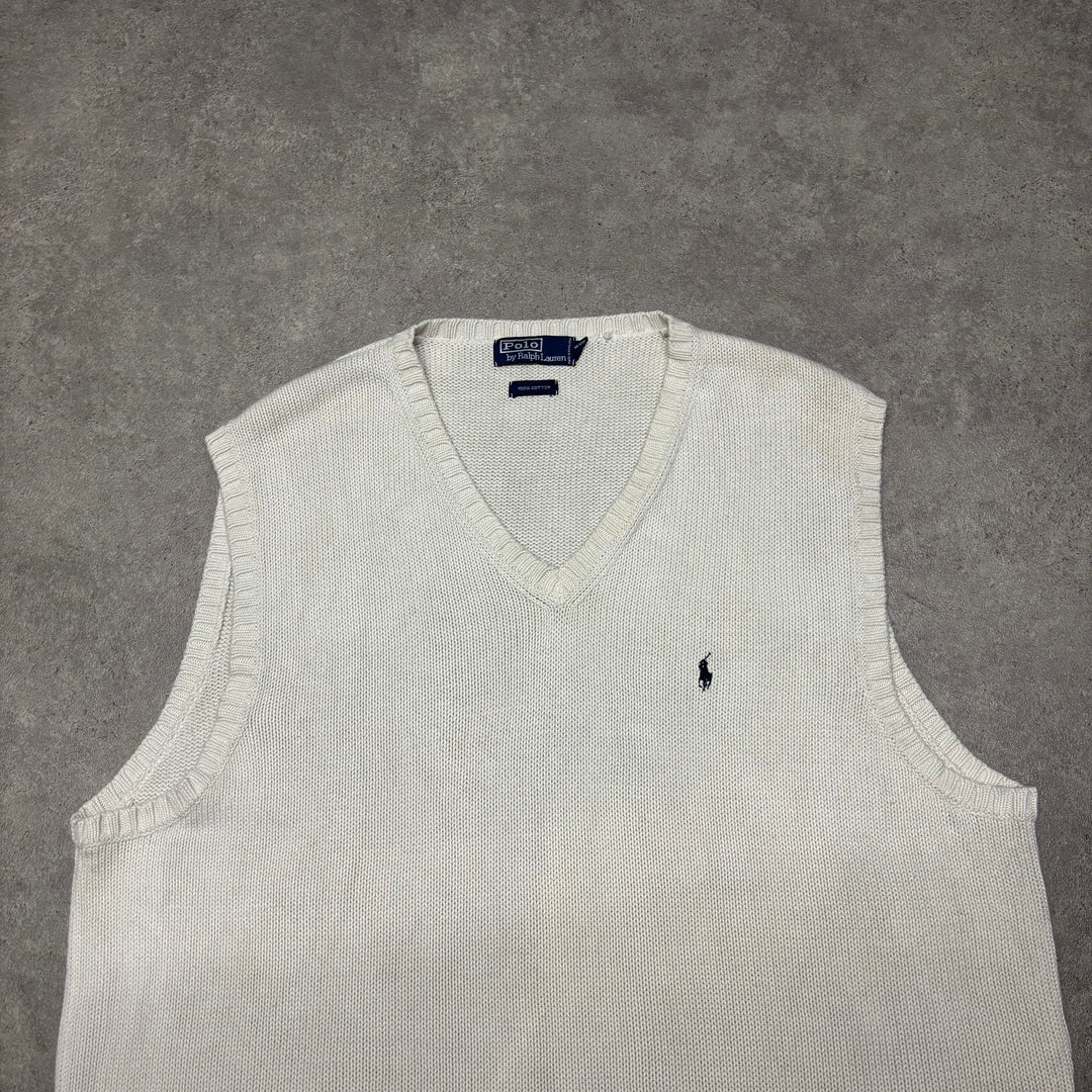 Vintage Polo Ralph Lauren Cream Knitted Sweater Vest (XXL)