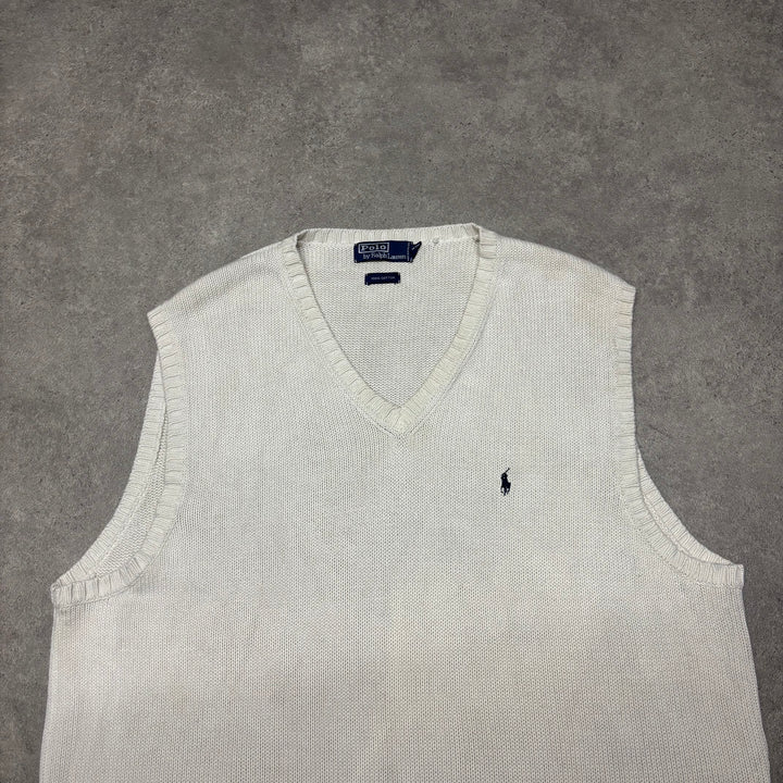 Vintage Polo Ralph Lauren Cream Knitted Sweater Vest (XXL)