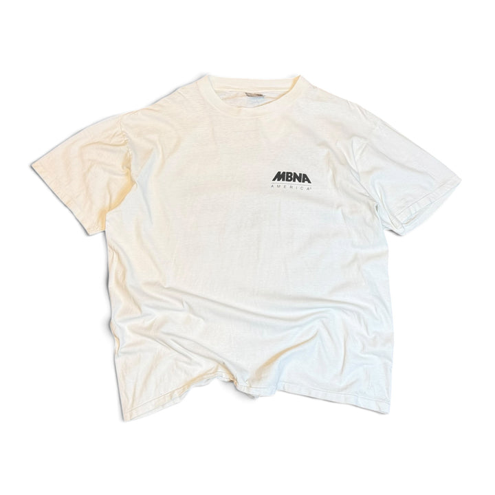 90's Vintage New England Patriots VISA White Graphic T-Shirt (XL)