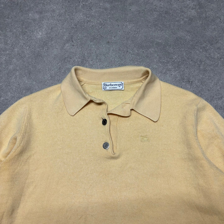 Vintage Burberry Yellow Collared Knitted Sweater (Women's S)