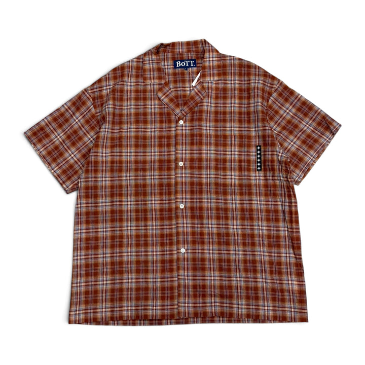 Bott checkered burnt orange short sleeve shirt (L)