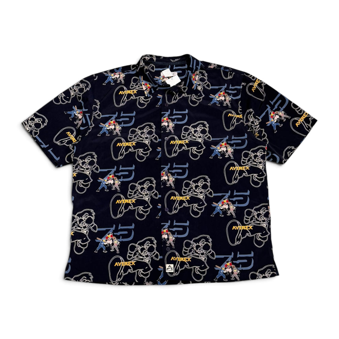 Vintage Avirex Navy American Sports Cartoon Patterned Shirt (XL)
