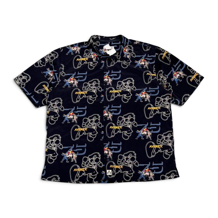 Vintage Avirex Navy American Sports Cartoon Patterned Shirt (XL)