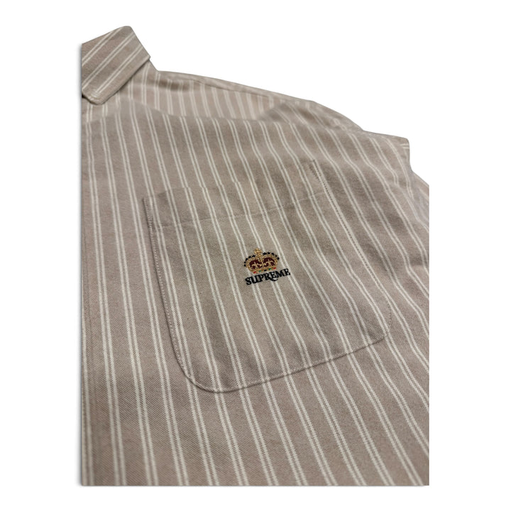 Supreme Loose Fit Flannel Oxford Brown & White Striped Shirt (M)
