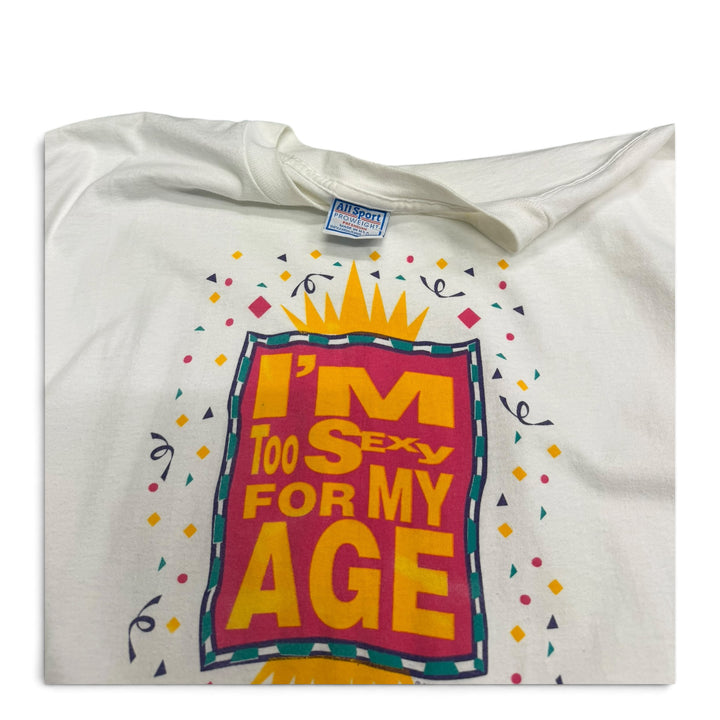 Vintage Single Stitch I am too Sexy Graphic T shirt White (XL)