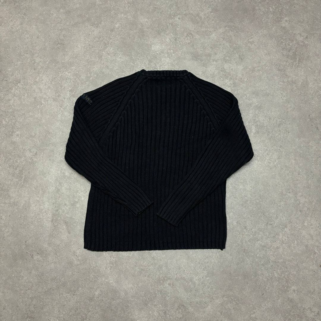 Vintage Schott Black Heavyweight Knitted Jumper (L)