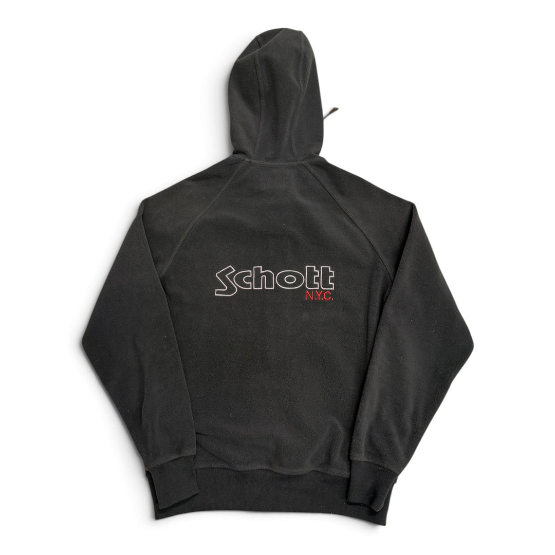Vintage Schott Full Zip Up Fleece Hoodie Grey (M)