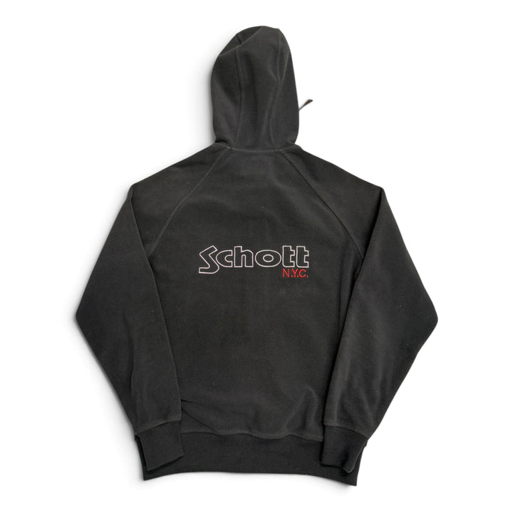 Vintage Schott Full Zip Up Fleece Hoodie Grey (M)