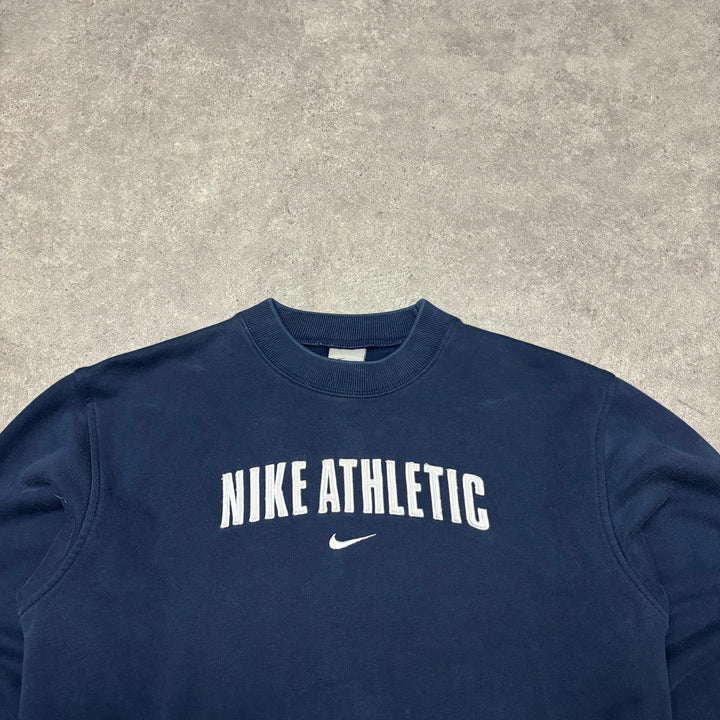 00's Vintage Nike Navy Spell Out Sweatshirt (Women's M)