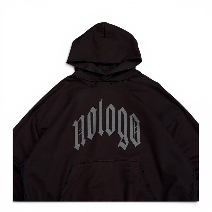 Balenciaga ‘No Logo’ Black Distressed Hoodie (XL)