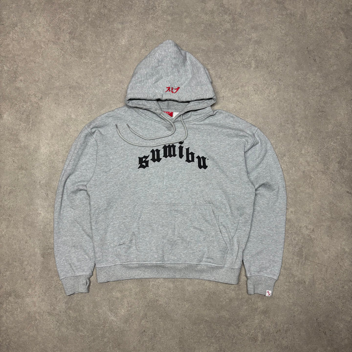 Sumibu Grey Spell Out Pullover Hoodie (L)