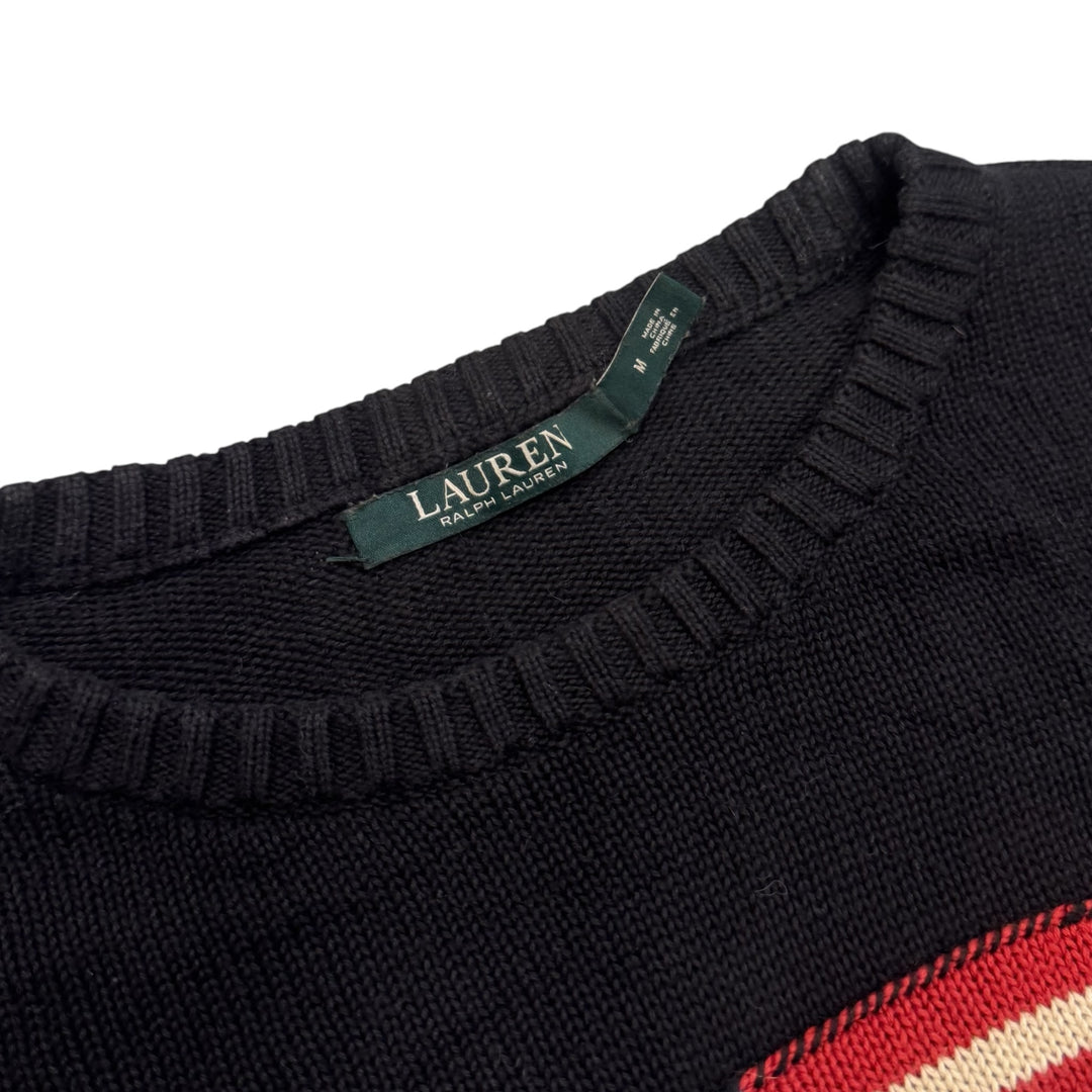 Vintage Polo Ralph Lauren Black USA Flag Knitted Jumper (M)