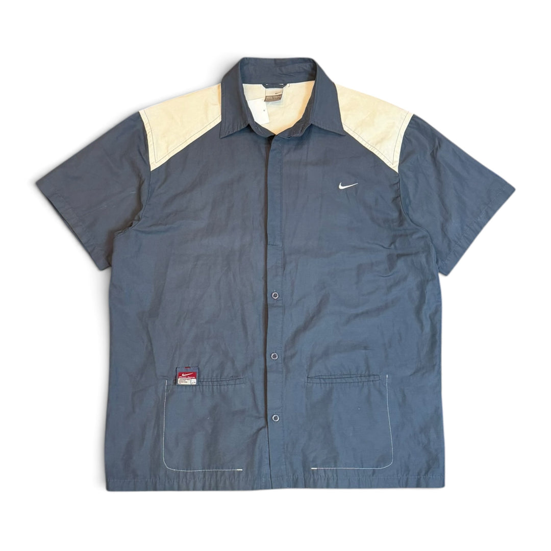 00's Vintage Nike Blue & Cream Technical Button Up Shirt (XL)