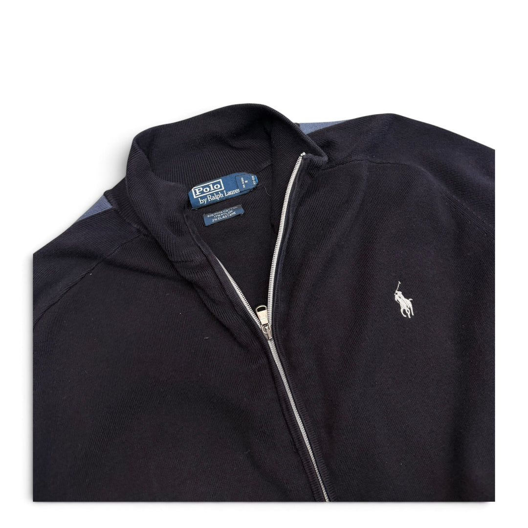 Vintage Polo Ralph Lauren Full Zip Knitted  Jumper Navy (XL)
