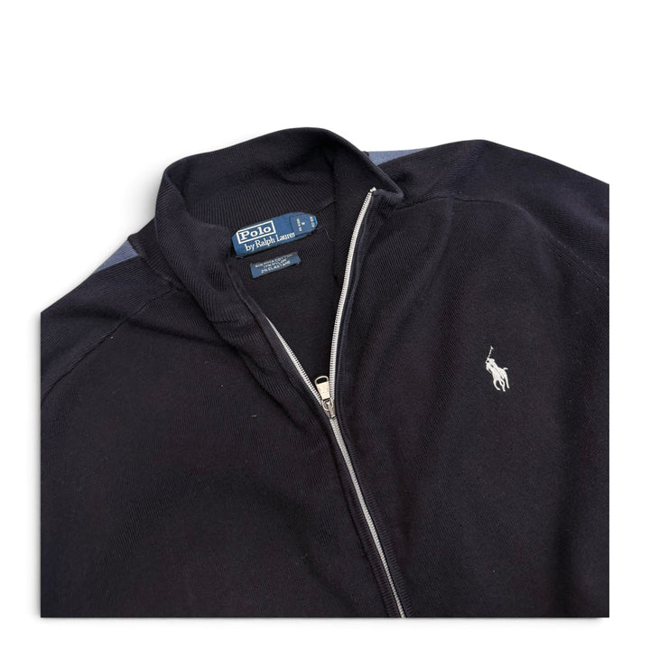 Vintage Polo Ralph Lauren Full Zip Knitted  Jumper Navy (XL)