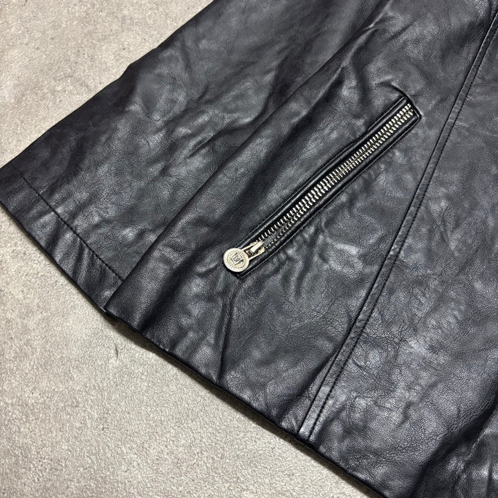 Vintage Versace Black Leather Jacket (Women's S)