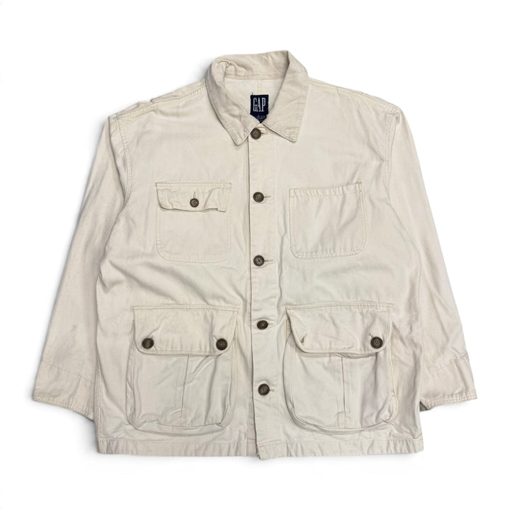 Vintage Gap Denim Multi Pocket Jacket White (L)