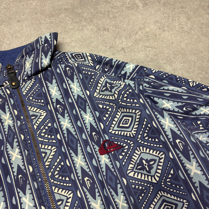 Vintage Quiksilver Crazy Pattern Blue Fleece Lined Jacket (M)