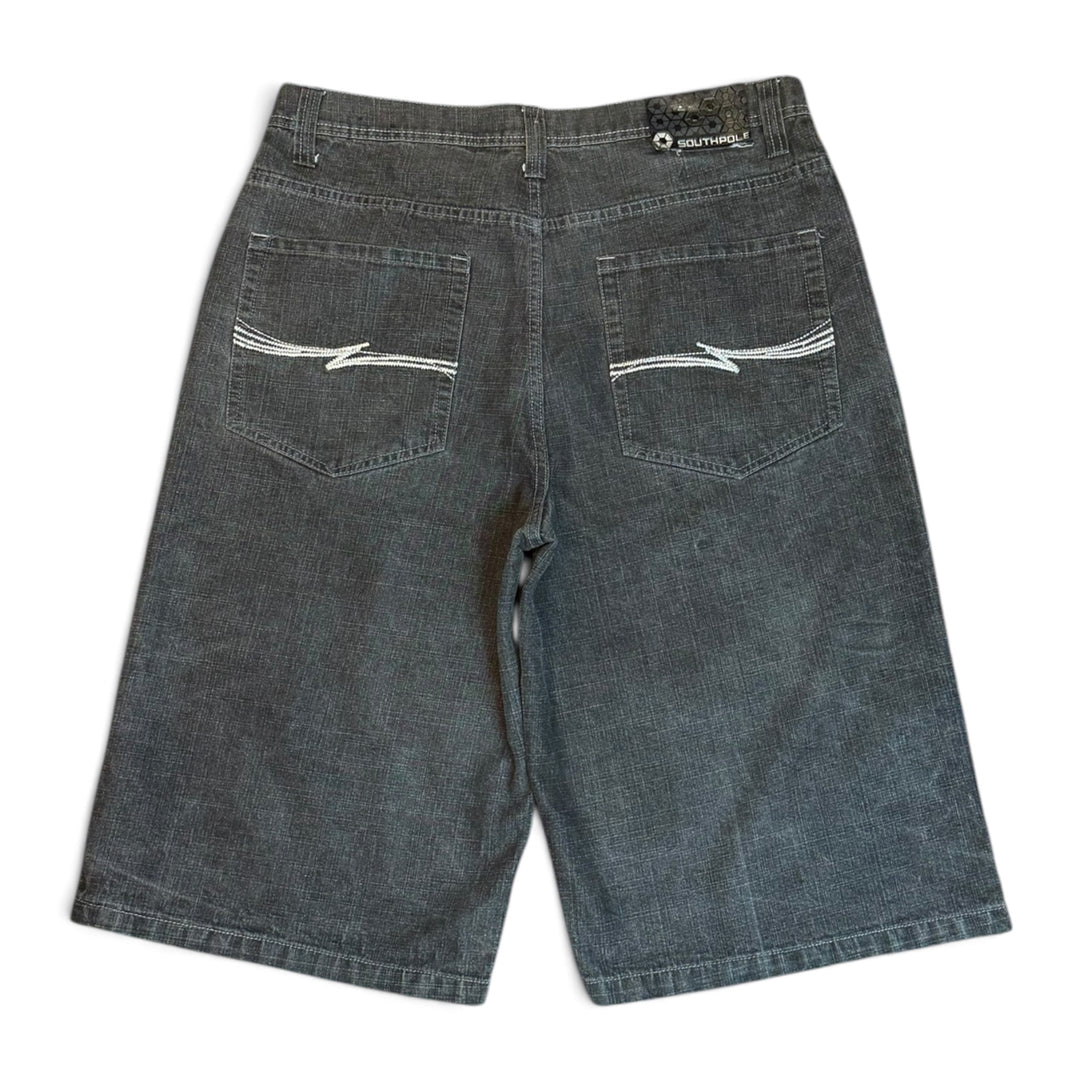 Vintage South Pole Black Baggy Denim Shorts (38)