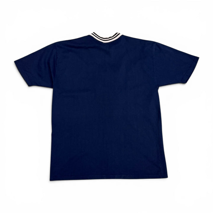 90's Vintage Guess Jeans Navy Embroidered T-Shirt (XL)