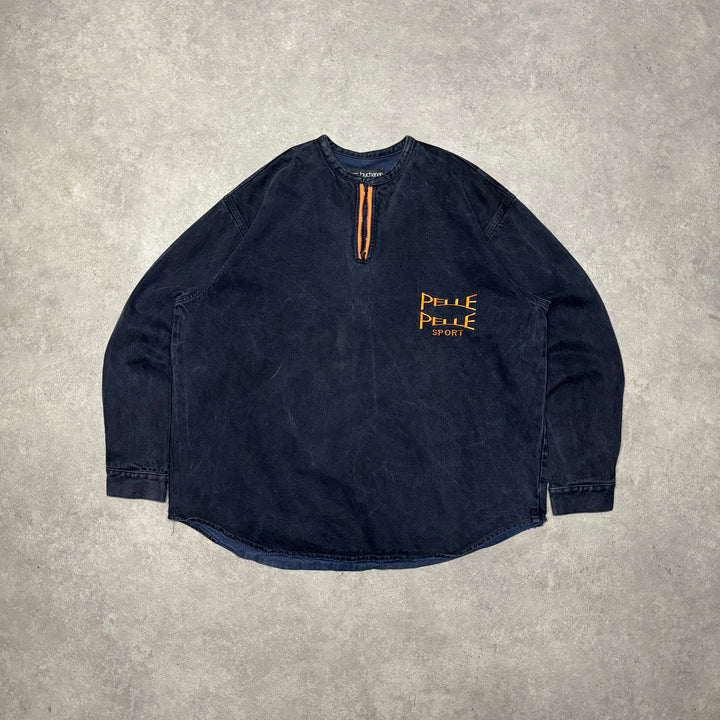 Vintage Pelle Pelle Cotton Canvas Black Heavyweight Sweatshirt (XXL)