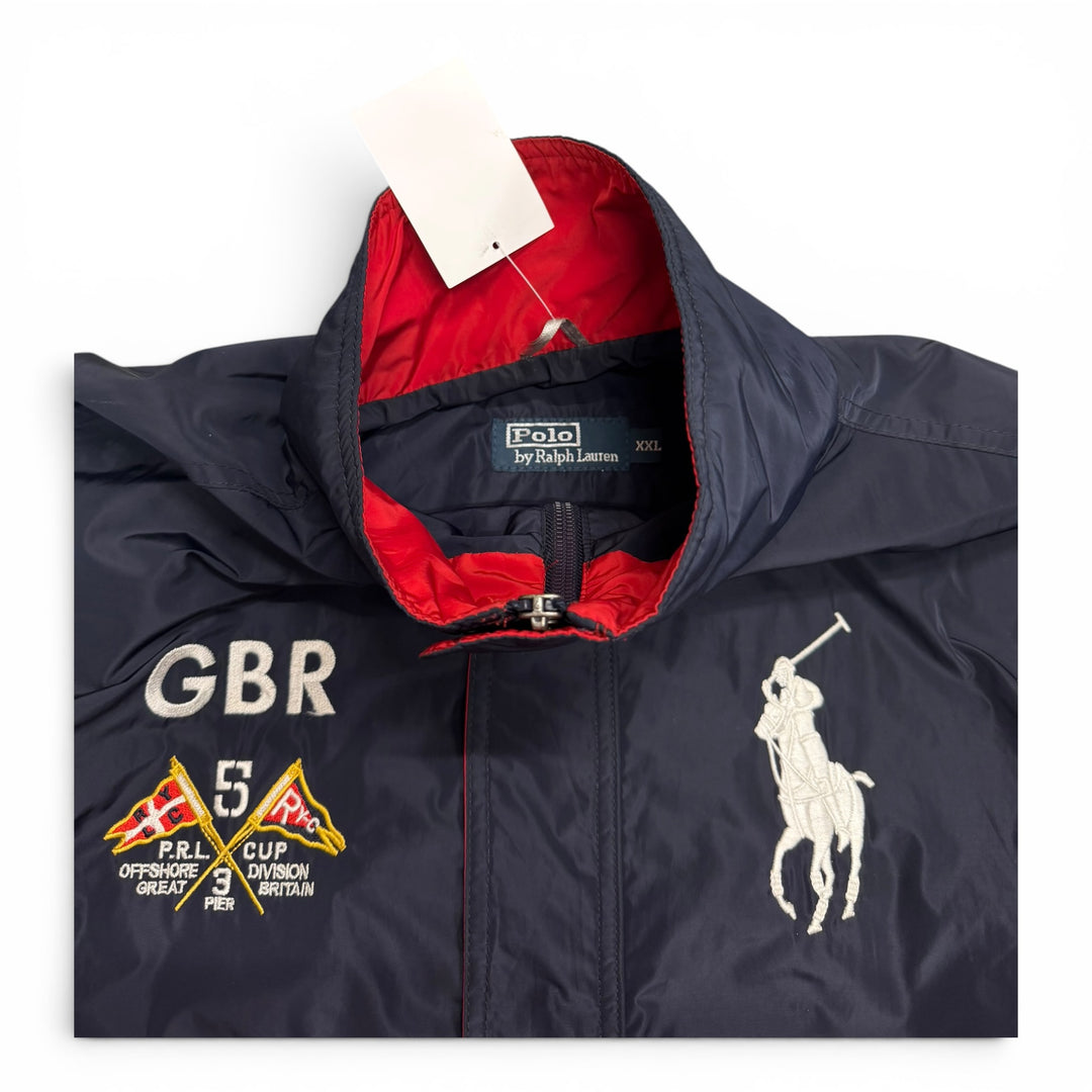 90's Vintage Polo Ralph Lauren Navy & Red Sailing Jacket (XXL)