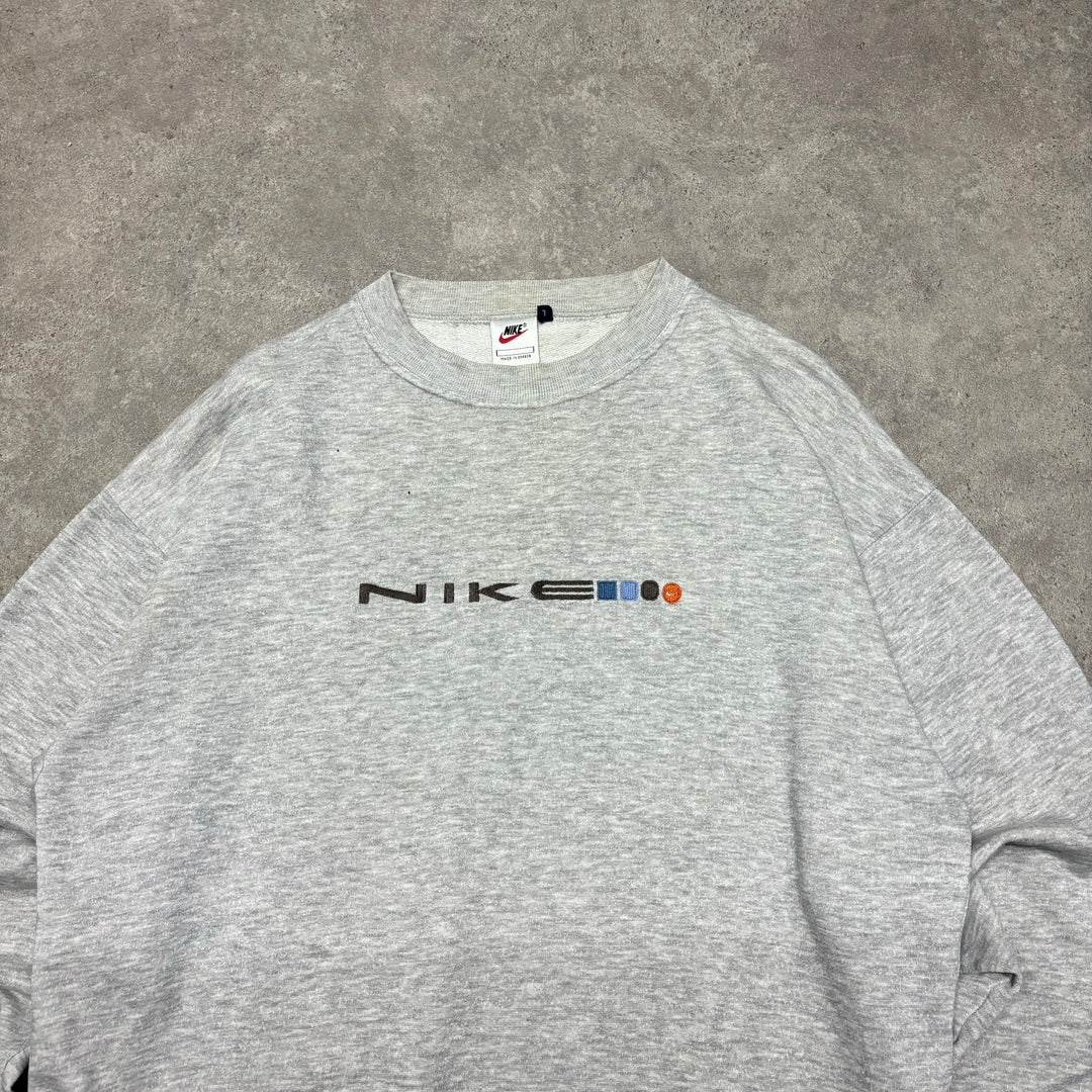 90's Vintage Nike Grey Spell Out Sweatshirt (L)