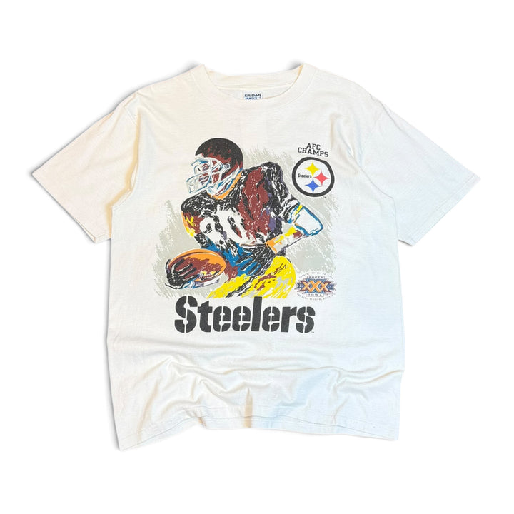 1996 Vintage Pittsburgh Steelers White Graphic T-Shirt (L)