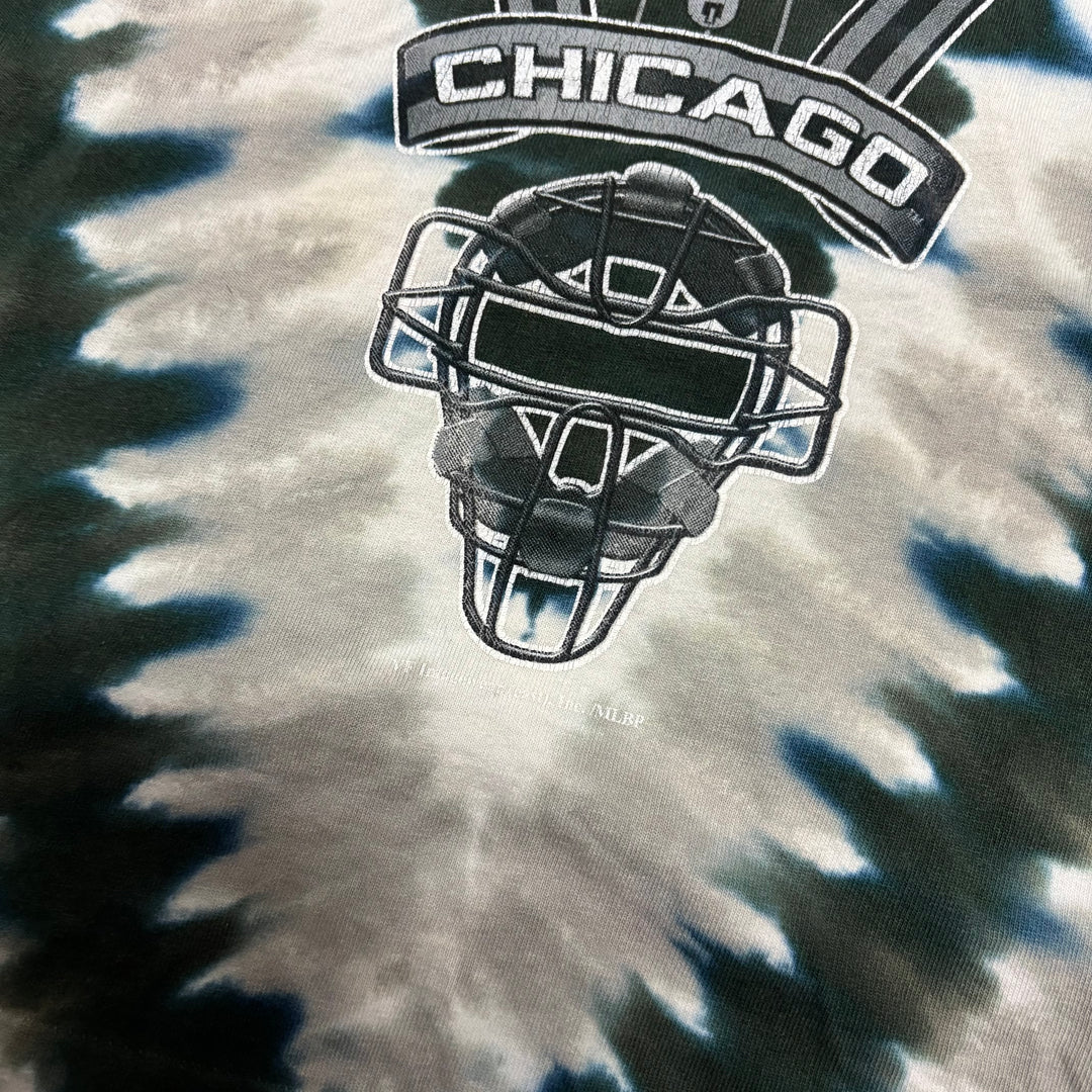 90's Vintage Liquid Blue Green White Sox Tie Dye Graphic T-Shirt (L)
