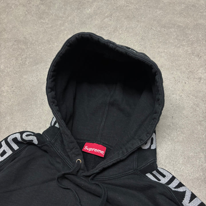 Supreme Black Glitter Pullover Hoodie & Bottoms Full Set (L)