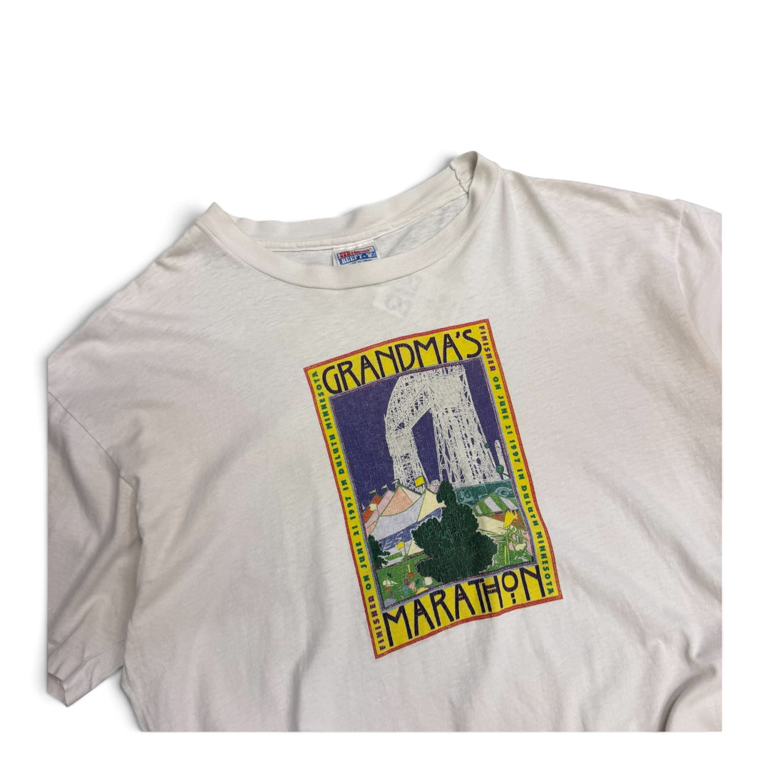Vintage Grandma's Marathon Graphic T shirt White