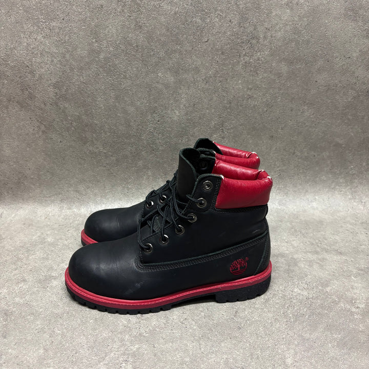 Vintage Timberland Black & Red Leather Boots (UK6)