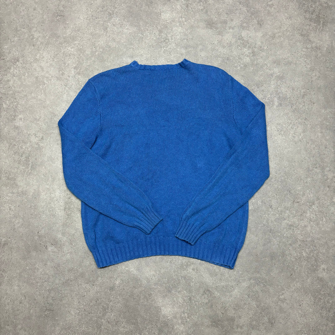 Vintage Polo Ralph Lauren Blue Heavy Knitted Jumper (M)