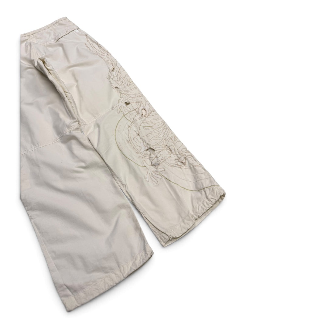 Maharishi White Embroidered Dragon Snow Pants (M)