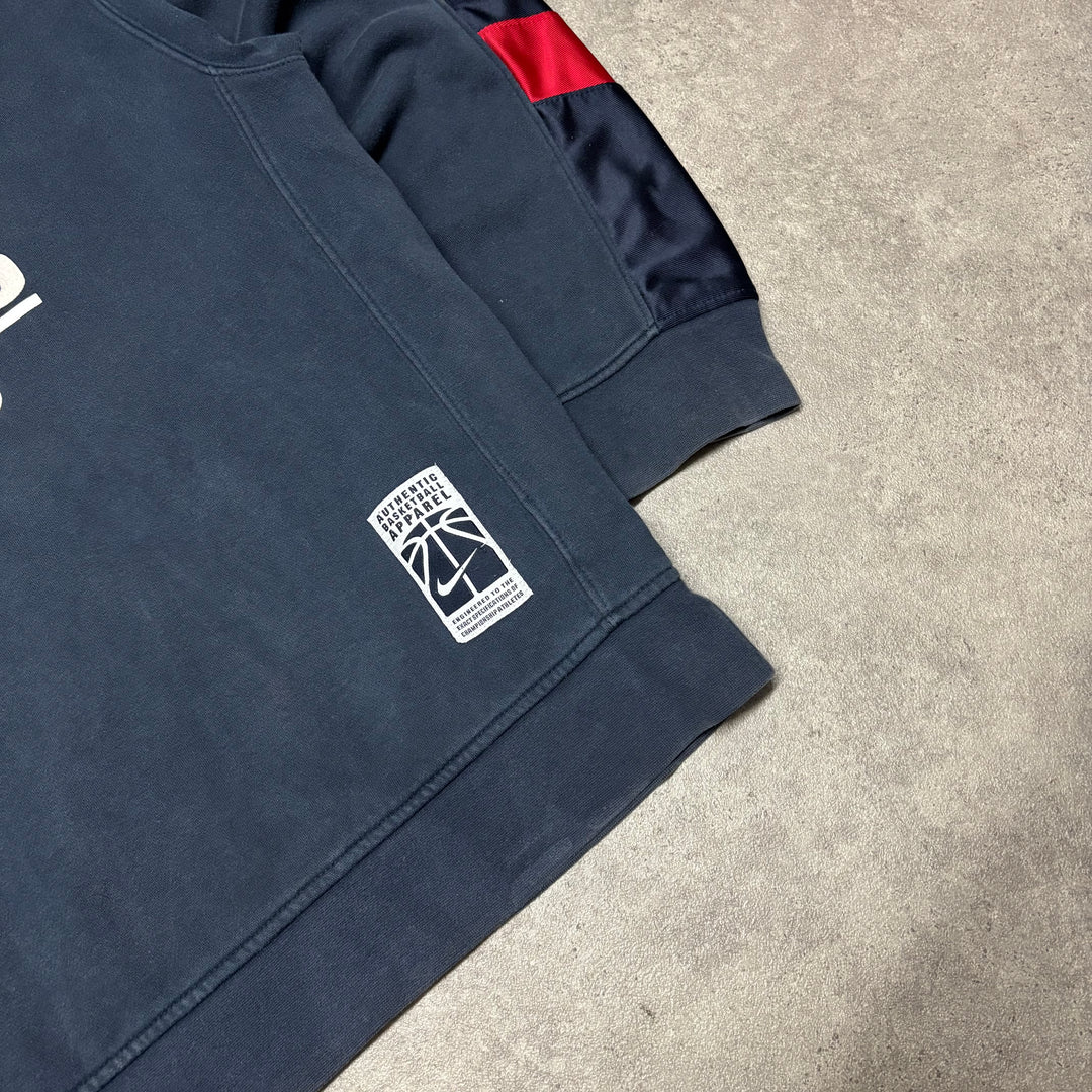 00's Vintage Nike Navy Hoops Sweatshirt (S)