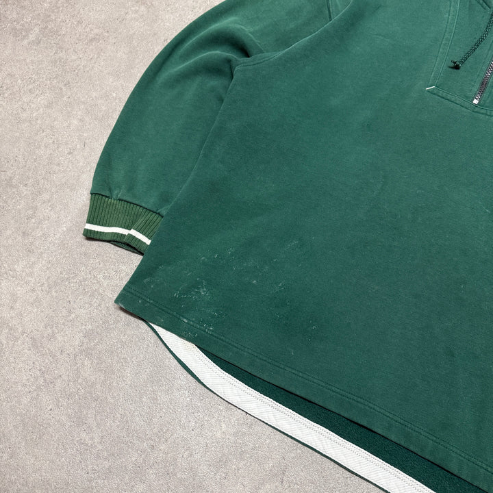 Vintage Nike Small Logo Quarter Zip Green Hoodie (L)