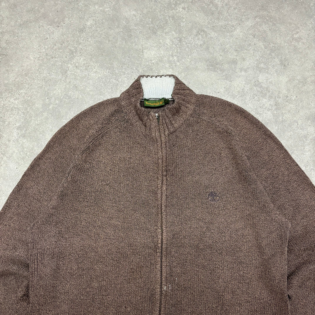 Vintage Timberland Brown Full Zip Knitted Jumper (L)