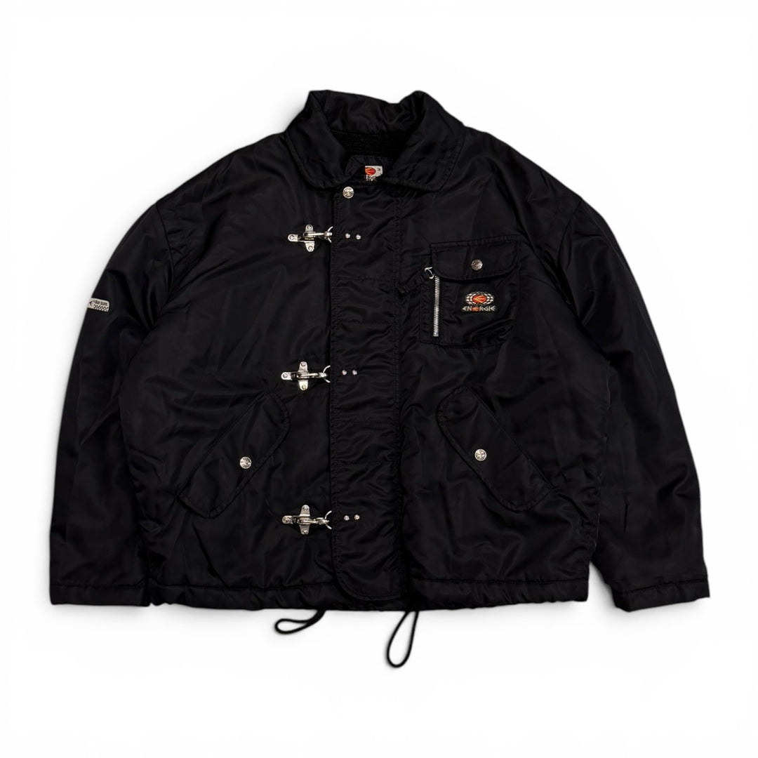 Vintage Energie Black Nylon Fireman Clasp Jacket (M)