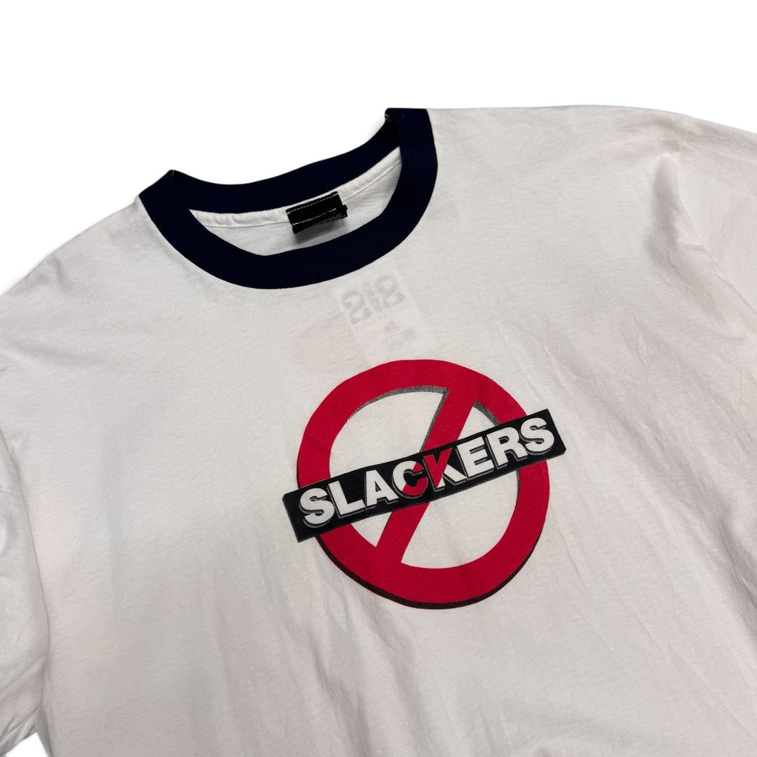 Vintage Live Hard Slackers White Graphic Ringer T-Shirt (XL)