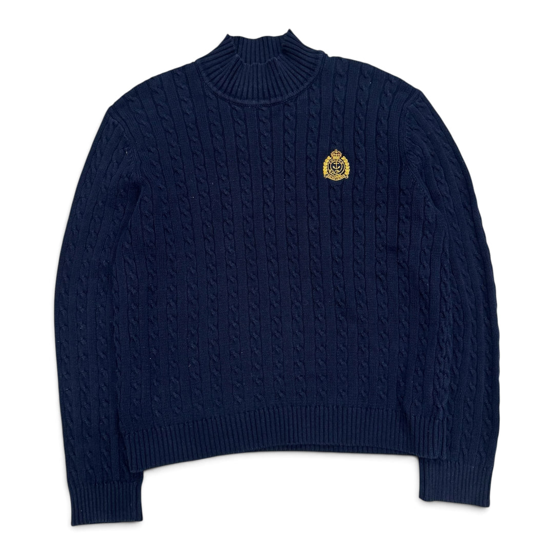 Vintage Polo Ralph Lauren Navy Cable Knitted Jumper (M)