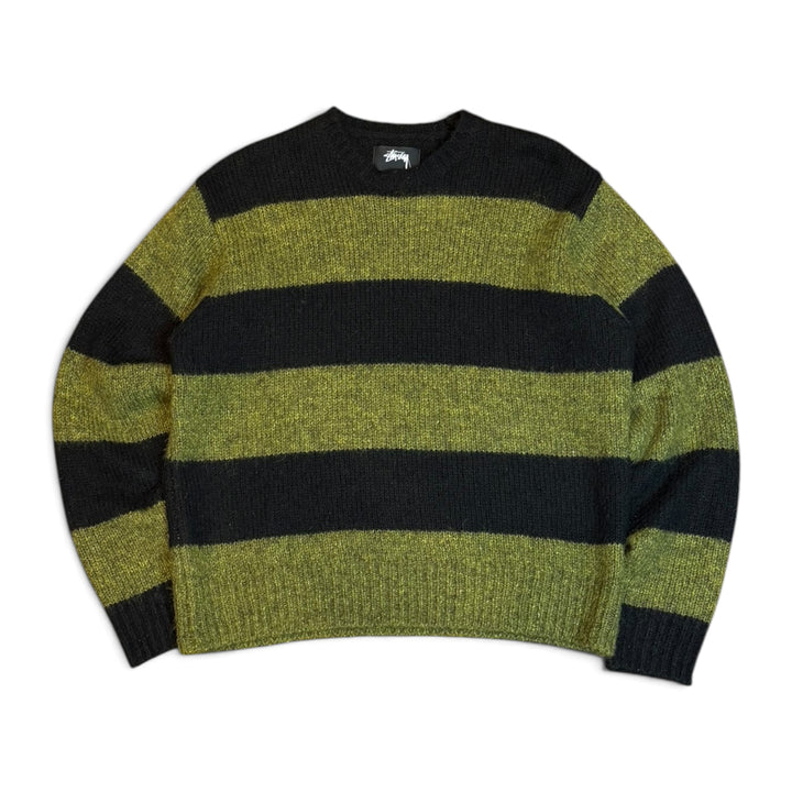 Stussy Green & Black Stripy Wool Knitted Sweater (S)