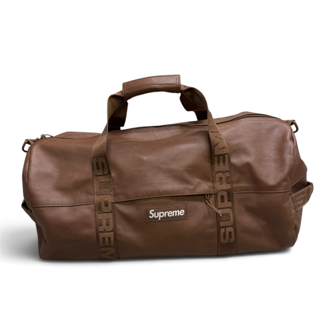 Supreme Brown Leather Duffle Bag