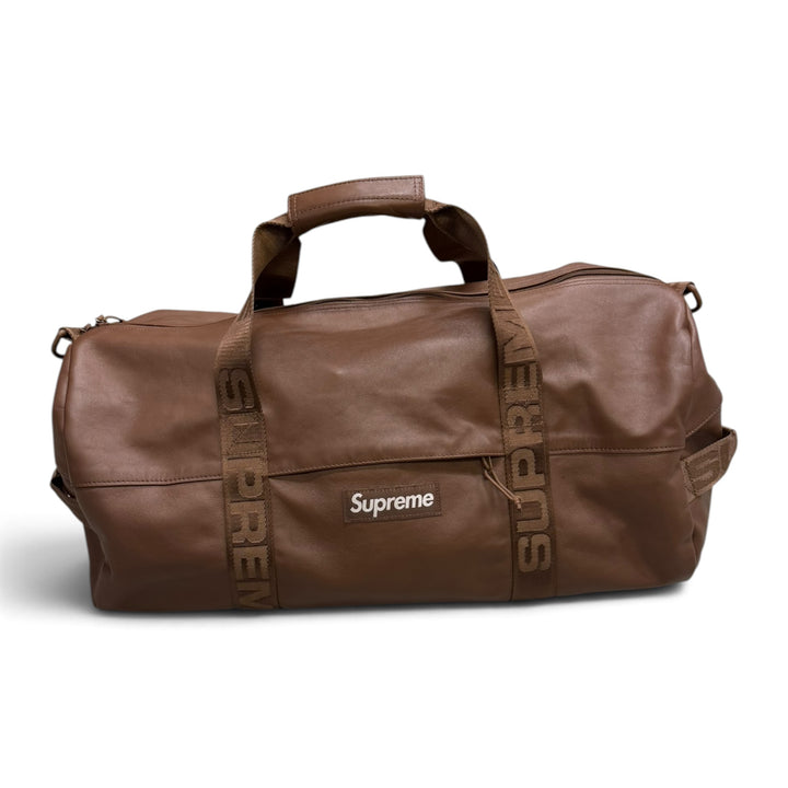 Supreme Brown Leather Duffle Bag