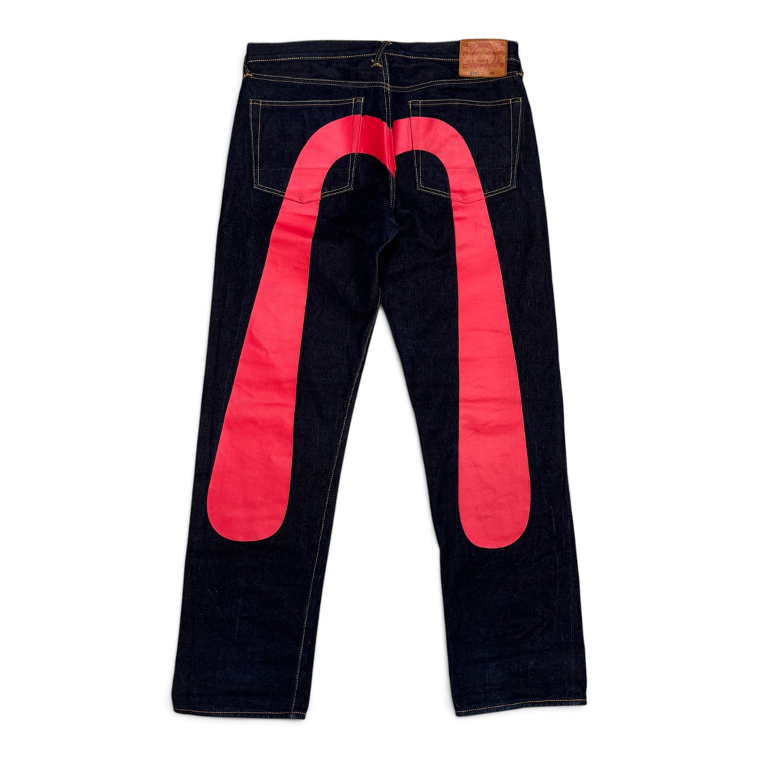 Evisu Jeans Dark Blue & Red Denim Trousers (36)