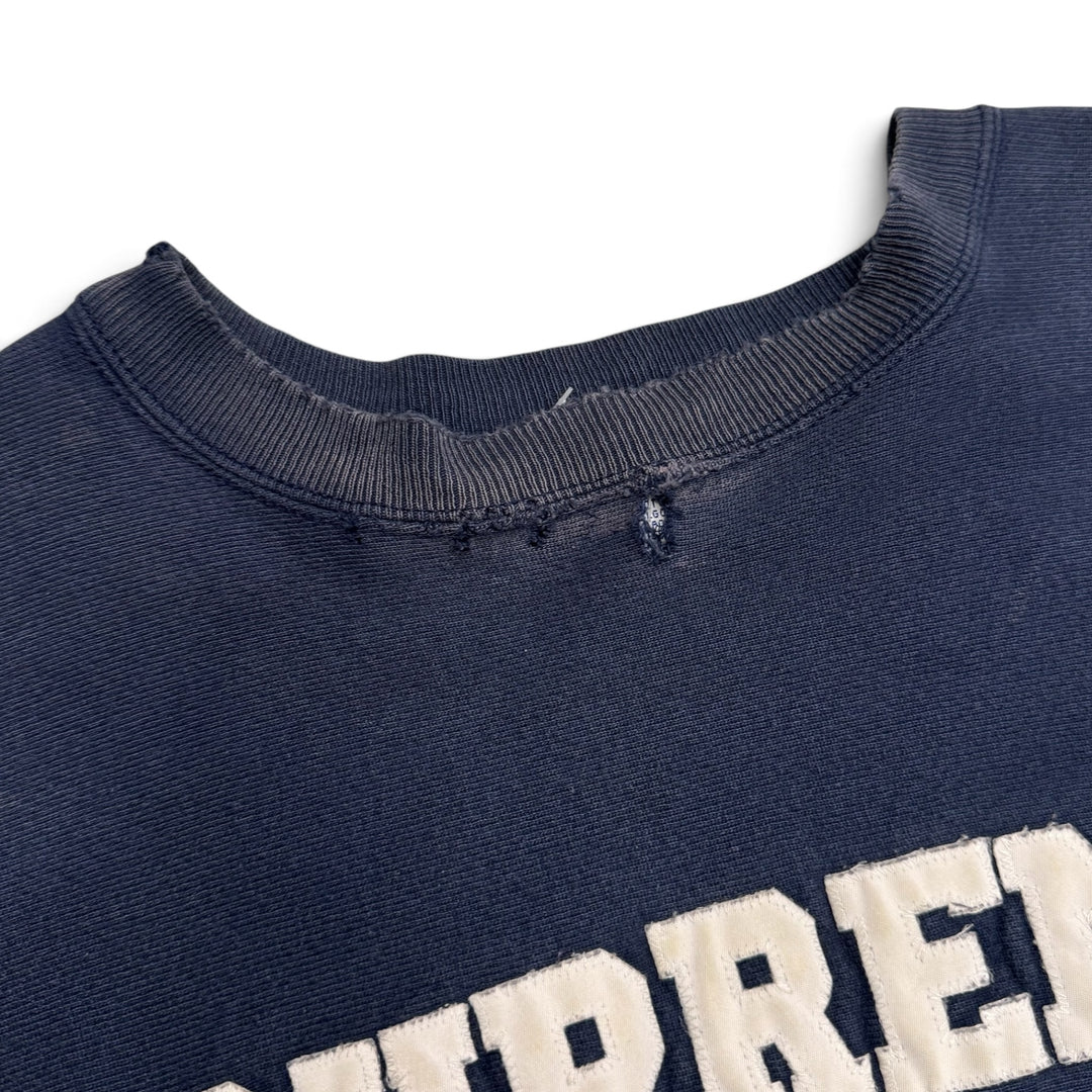 1998 Supreme x Champion Reverse Weave Navy Spell Out Sweatshirt (XL)