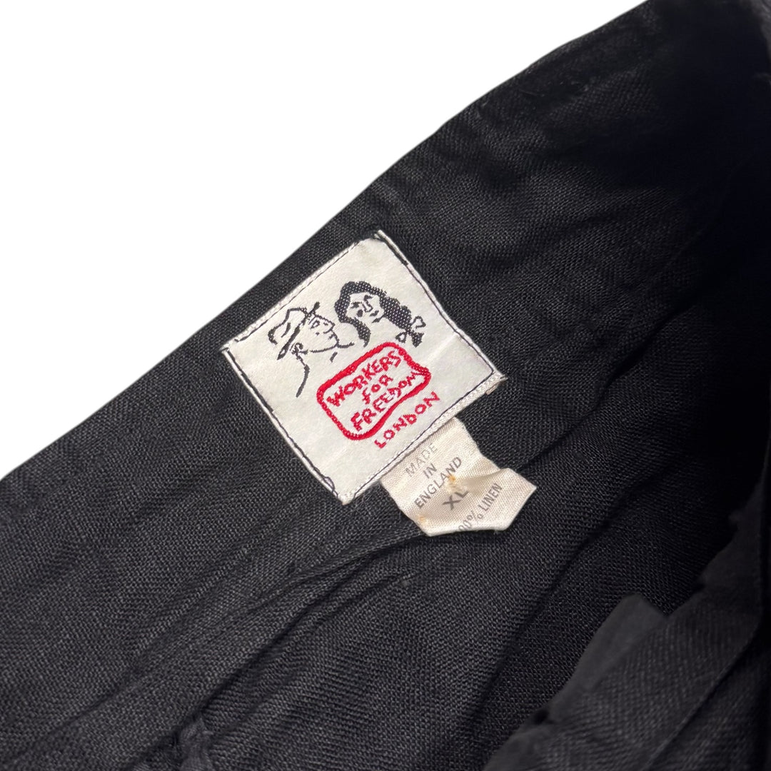Vintage Workers For Freedom Black Linen Trousers (XL)