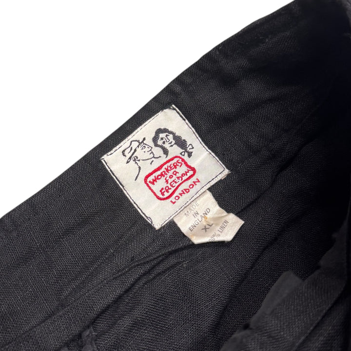 Vintage Workers For Freedom Black Linen Trousers (XL)