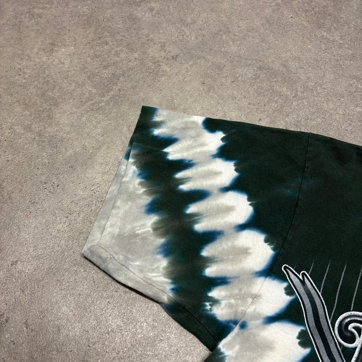 90's Vintage Liquid Blue Green White Sox Tie Dye Graphic T-Shirt (L)